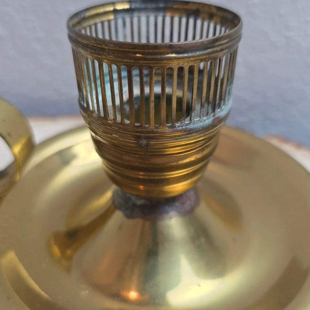 Vintage 30s Chase Brass Chamberstick Candle Holder Pair‎ Colonial